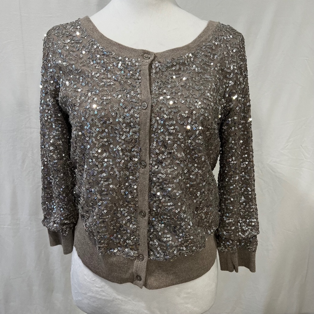 American Eagle Sequined Light Brown Cardigan Size… - image 1